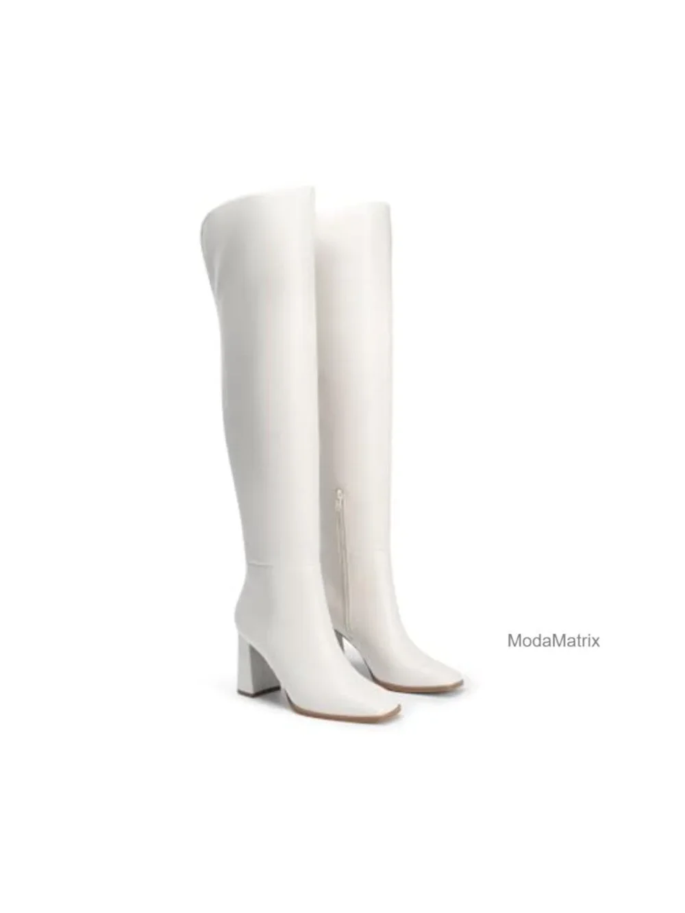 Over the Knee Boots for Women Square Toe Block Heel Thigh High Side Zipper Fall
